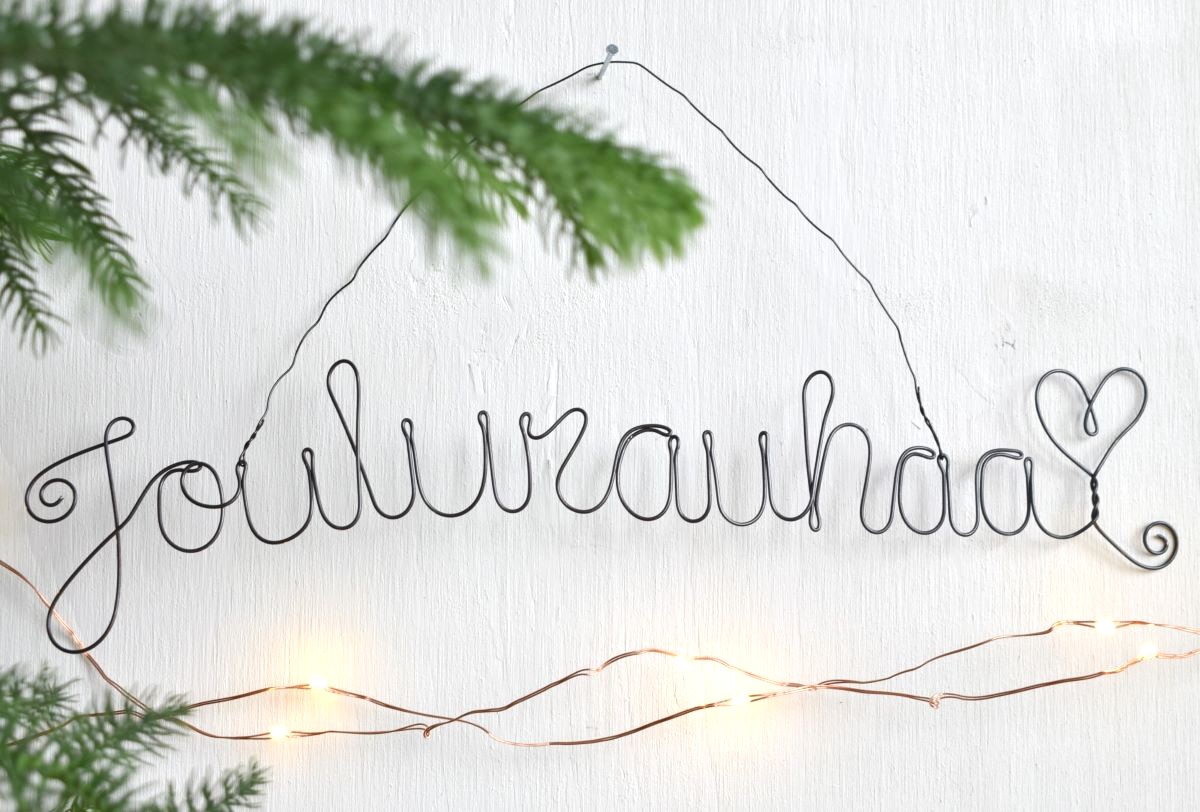 Joulurauhaa-rautalankateksti tuomaan kotiin joulutunnelmaa