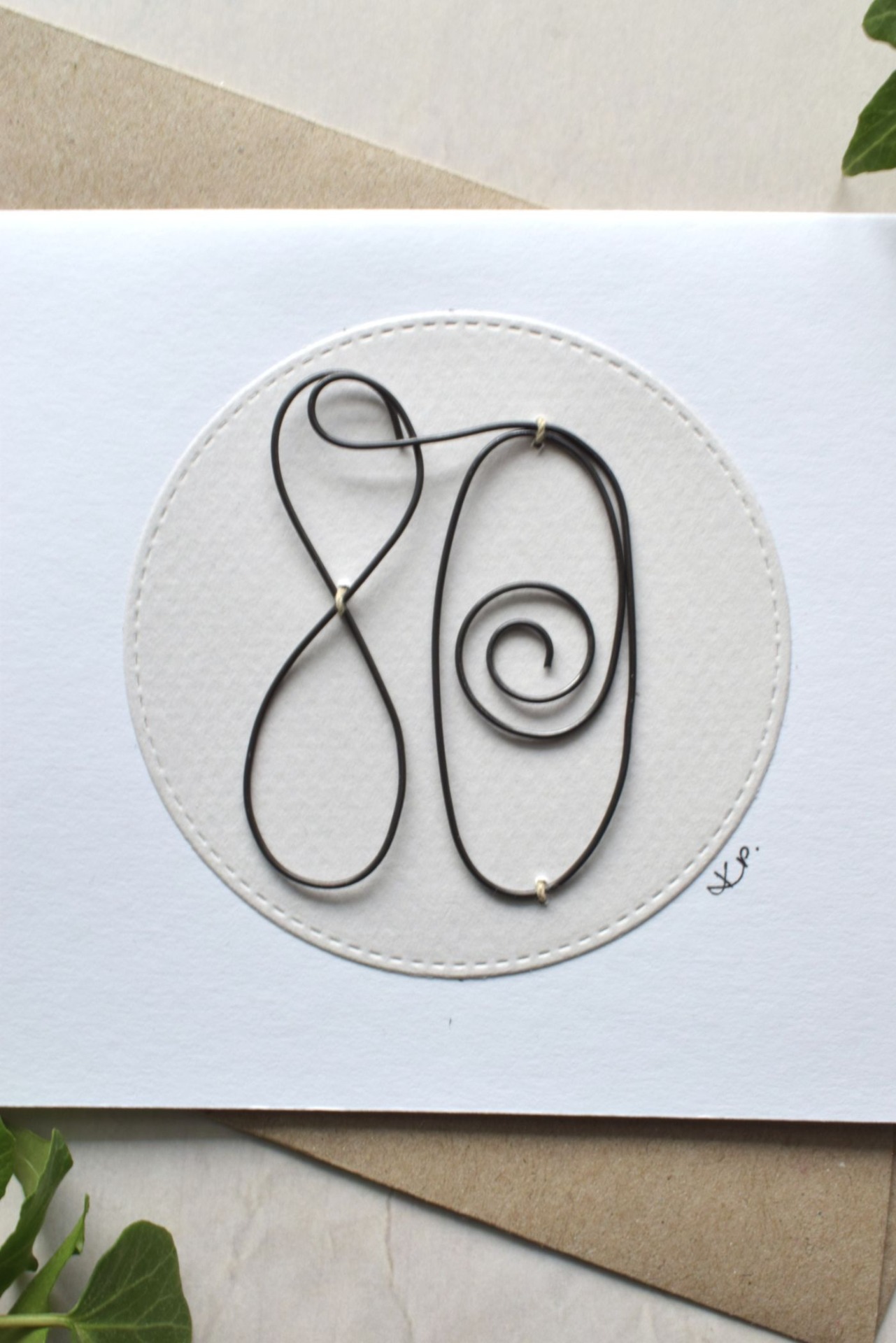 Syntymäpäiväkortti 80-vuotiaalle on käsintehty